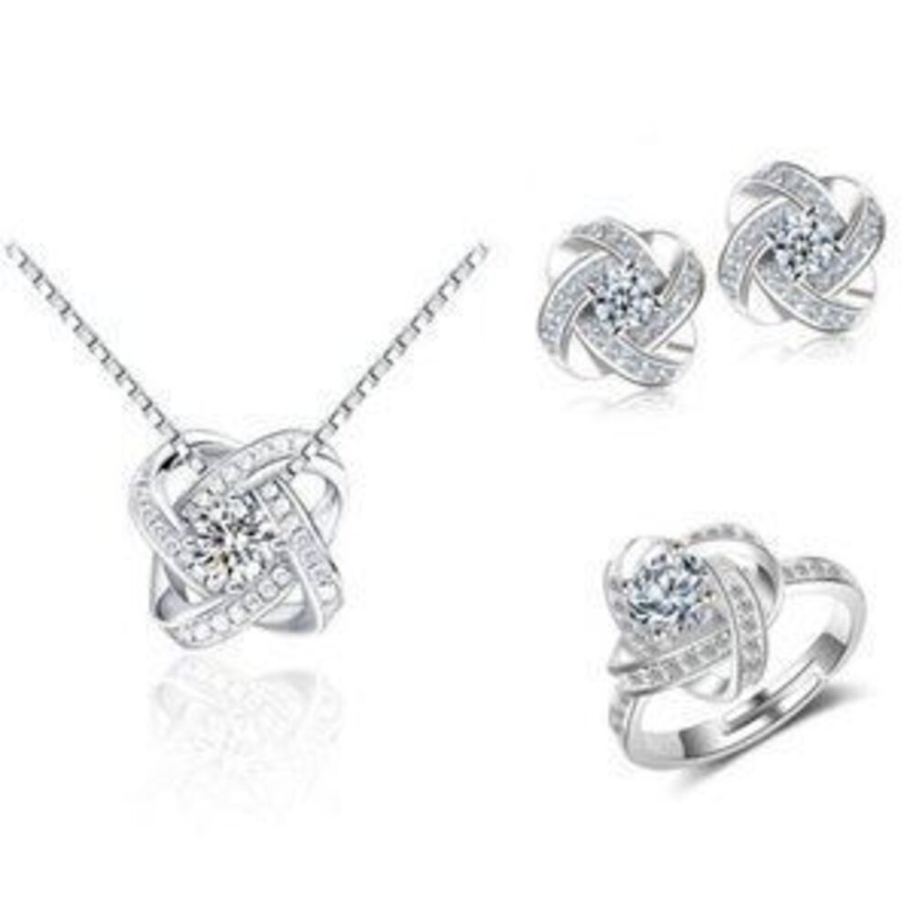 NEW[Set of 3]925 Sterling Silver Diamond Infinity